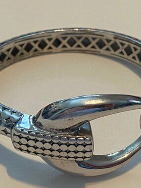 Sterling Silver Hinged Bangle Bracelet Belt Buckle Design Heavy ATI 925 Thailand